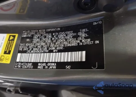 2010 Toyota Highlander Hybrid Limited V6 z USA, uszkodzony, nr VIN JTEJW3EH3A2047799